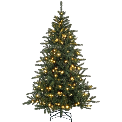HOMCOM 6ft Prelit Christmas Tree Metal Base 872 Tips Green
