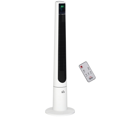 HOMCOM Ventilatore a Torre 50W con Timer 12h e Telecomando Bianco