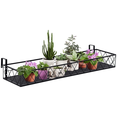 Outsunny Fioriera da balcone 100cm x 31cm x 12cm Nero