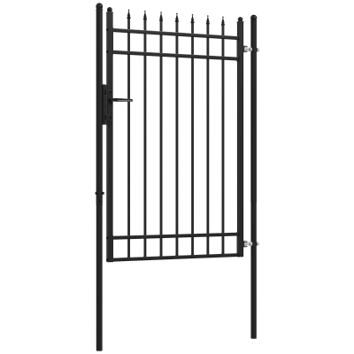Outsunny Puerta de Jardín Puerta para Valla de Acero Galvanizado con Decoración de Flechas Cerradura y Llaves 107x204 cm Negro