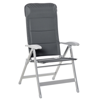 Outsunny Silla de Jardín Plegable Portátil de Aluminio con Respaldo Alto Ajustable en 7 Posiciones y Reposacabezas Acolchado para Exterior Terraza Camping 75x61,5x114,5 cm Gris