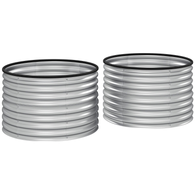 Outsunny Lot 2 Jardinières Surélevées Acier Galvanisé Argent