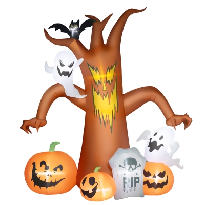 Outsunny 7.9FT Halloween Inflatable Ghost Tree Outdoor White