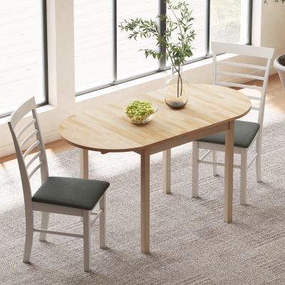 HOMCOM Table Pliante Ovale Bois Massif 140x70cm
