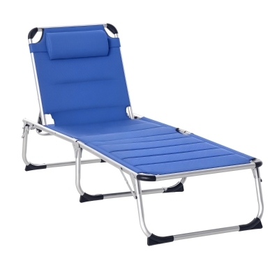 Outsunny Transat Pliable Dossier Réglable Alu Textilène Bleu