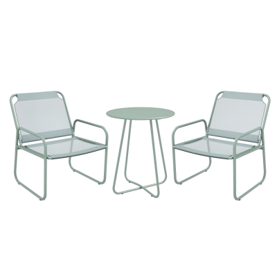 Outsunny Set da Giardino Tavolo e 2 Sedie Acciaio e Tessuto Verde