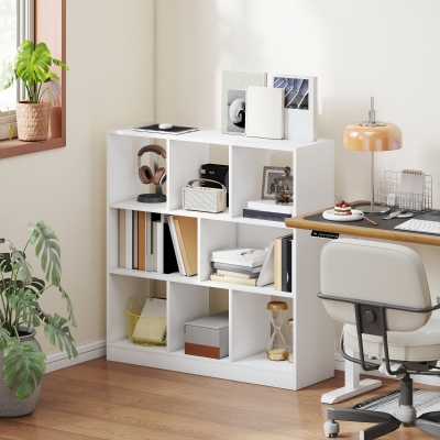 HOMCOM Estantería Librero Standregal, 8 Compartimientos, 97,5 x 30 x 100 cm, Blanco