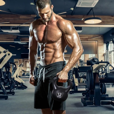 HOMCOM Kettlebell Kulowy Ciężar 12 kg Wypełniony Piaskiem dla Początkujących Czarny