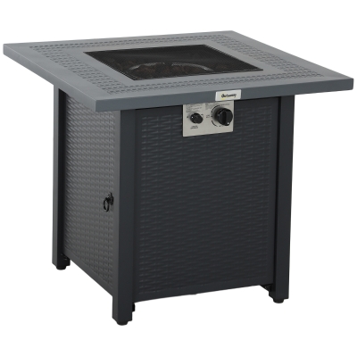 Gas Fire Pit Table 71cm x 71cm x 62cm Dark Grey