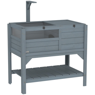 PawHut Maison Tortue Bois avec Rangement 103H x 84L x 51l cm