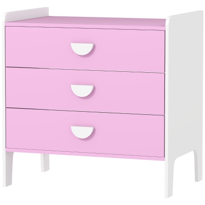 AIYAPLAY Kinderkommode, Kommode 3 Schubladen für Kinderzimmer, Krippe, Spielzimmer, 60 x 40 x 60 cm, Rosa