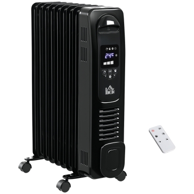 HOMCOM 2000W Portable Oil Filled Radiator Black 9 Fin