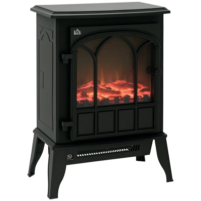 HOMCOM Electric Fireplace 1000W/2000W Black Heater