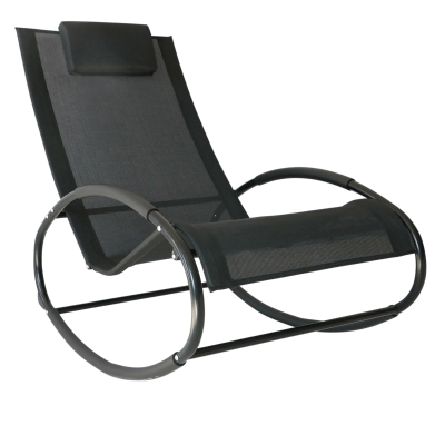Outsunny Rocking Chair Texteline Fabric Patio Relaxer Black