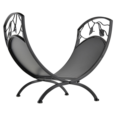 Outsunny Firewood Log Holder Rack Black 43.5W x 36.5D cm