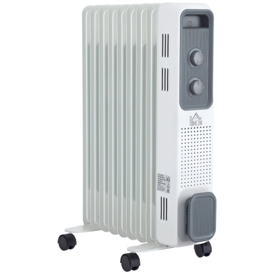 HOMCOM 2000W Portable Oil Filled Radiator 9 Fin White
