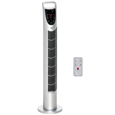 HOMCOM 31" Oscillating Tower Fan Remote Silver 3 Speed