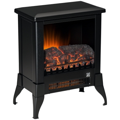 HOMCOM Electric Fireplace Stove Black with Flame Effect