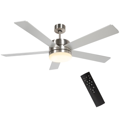 HOMCOM Ventilador de Techo con Luz LED 46W Ventilador de Techo Silencioso Ø132 cm con 5 Aspas Reversibles Control Remoto Haya