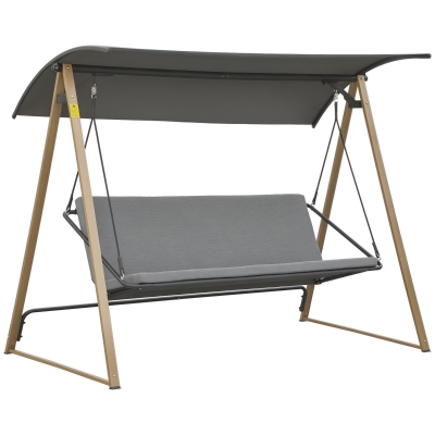 Outsunny Dondolo da giardino, Tettuccio regolabile 224x133x173cm