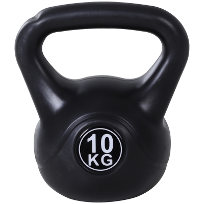 HOMCOM Kettlebell 10 kg - Gewichtshandvat met zand gevuld voor beginners, Zwart