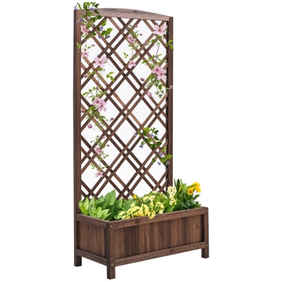 Outsunny Jardinière Treillis Bois 60x30x122cm