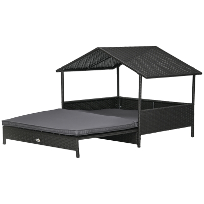 PawHut Elevated Dog Bed Rattan Water-Resistant Grey