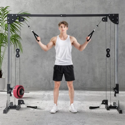 SPORTNOW Home Gym Power Rack Cable System Black