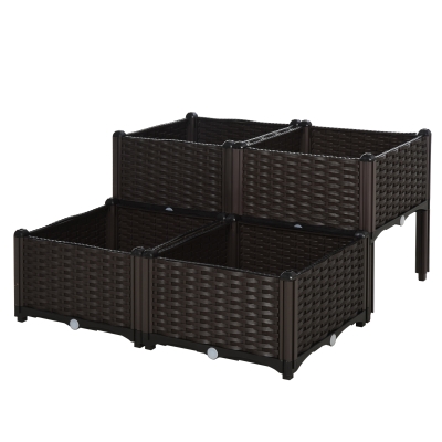 Outsunny 26L Raised Bed Planter Box PP Brown