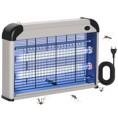 Outsunny Lampe UV Anti-Insectes 20W Gris Destructeur Mouche