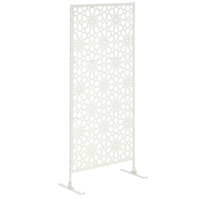 Outsunny Biombo de 3 Peças Separador de Ambiente com Desenho em Flocos de Neve Biombo para Exterior  92x45x198 cm Branco