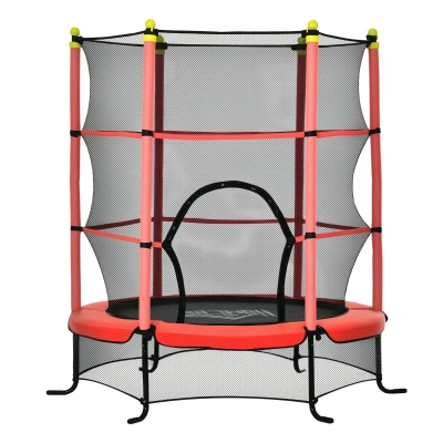 HOMCOM Trampoline Enfant Ø1,63m Filet Sécurité Rouge