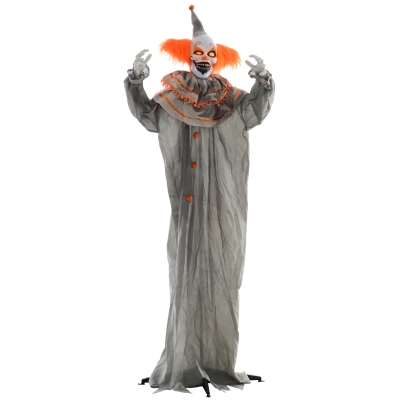 HOMCOM 183cm Clown Halloween Decoration Animated Prop Orange