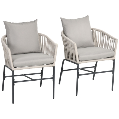 Outsunny Fauteuils Jardin 2 Places Métal/Corde PE Noir