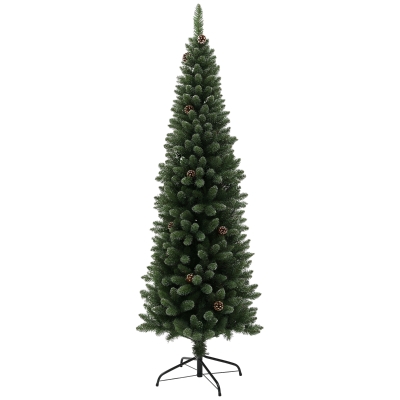 HOMCOM Albero di Natale Innevato Alto 180cm con 618 Rami e Pigne