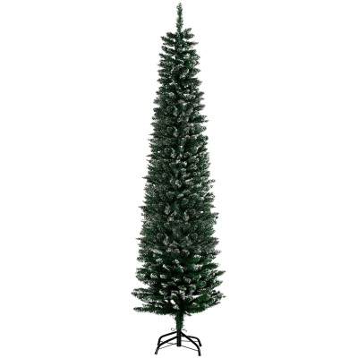 HOMCOM Árbol de Navidad Estrecho 190 cm con 570 Ramas y Soporte de Metal Árbol Navideño para Salón Interior Verde