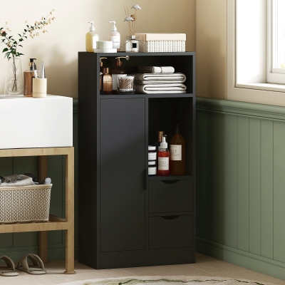 HOMCOM Armoire Salle de Bain Blanc 50x25x100cm avec Tiroirs