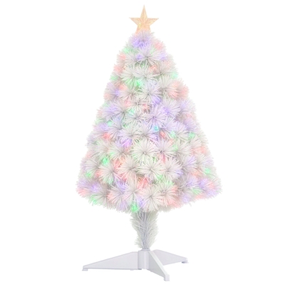 HOMCOM 2.5FT Prelit Tabletop Christmas Tree White