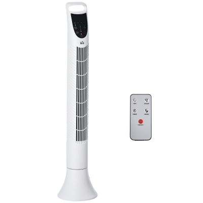 HOMCOM Ventilateur Colonne 40W Télécommande 3 Vitesses Blanc