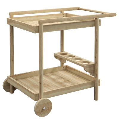 Outsunny Desserte Barbecue Bois 2 Plateaux Porte-Bouteilles