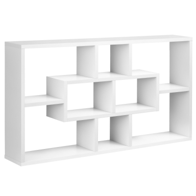 HOMCOM Estante de Pared Decorativo, Estantería para Libro, CDs, Baldas Flotantes con 8 Cubos, 85x14,5x47,5 cm, Carga 20kg, para Oficina, Estudio, Salón, Blanco