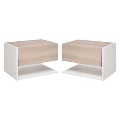 HOMCOM Tables Chevet Murales Bois Bicolore 2pcs