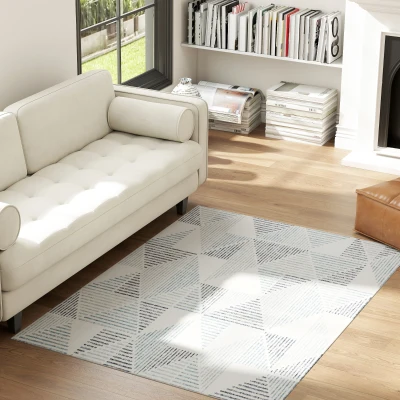 HOMCOM Modern Geometric Washable Rug 170x120cm Multi-Coloured