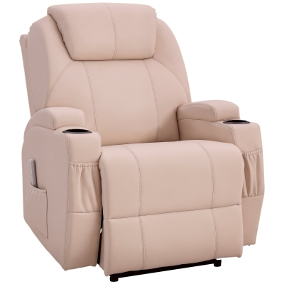HOMCOM Fauteuil Relax/Massage Électrique Crème Inclinable