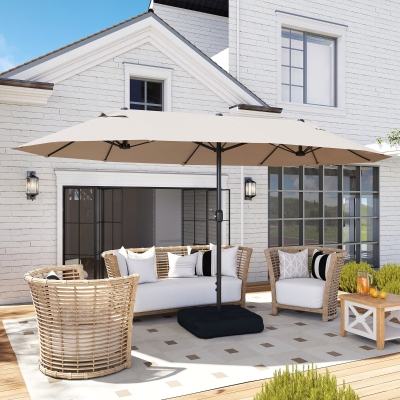 Outsunny Parasol Double 4,6x2,7m Toile 180g/m² Kaki