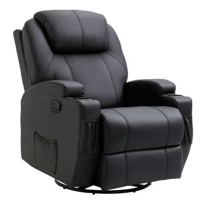 HOMCOM Fauteuil Massage Noir Dossier Réglable Luxe