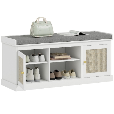 HOMCOM Panca Porta Scarpe 105x35x47 cm Bianco
