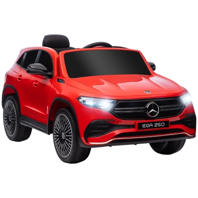 HOMCOM Coche Eléctrico para Niños Mercedes-Benz EQA 12V Control Remoto Música Bocina Velocidad 3-8 km/h 111,5x69x52,5 cm Rojo
