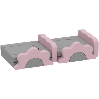 AIYAPLAY Blocs de Mousse 12 pcs Tapis de Jeu Intérieur Gris Rose