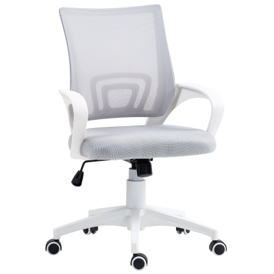 HOMCOM Silla de Escritorio de Malla Giratoria con Altura Ajustable Función de Basculante y Reposabrazos Carga 120 kg Gris